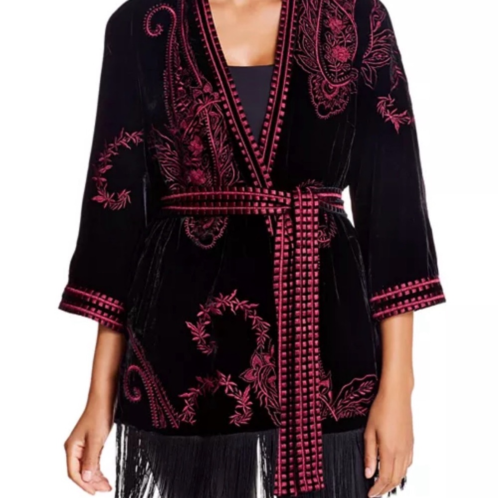 Kobi Halperin Charlie Embroidered Fringed Jacket/Kimomo size Small